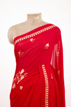 Ruby Red Heirloom Tilla Georgette Saree