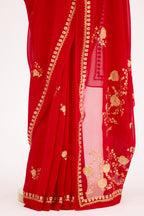 Ruby Red Heirloom Tilla Georgette Saree