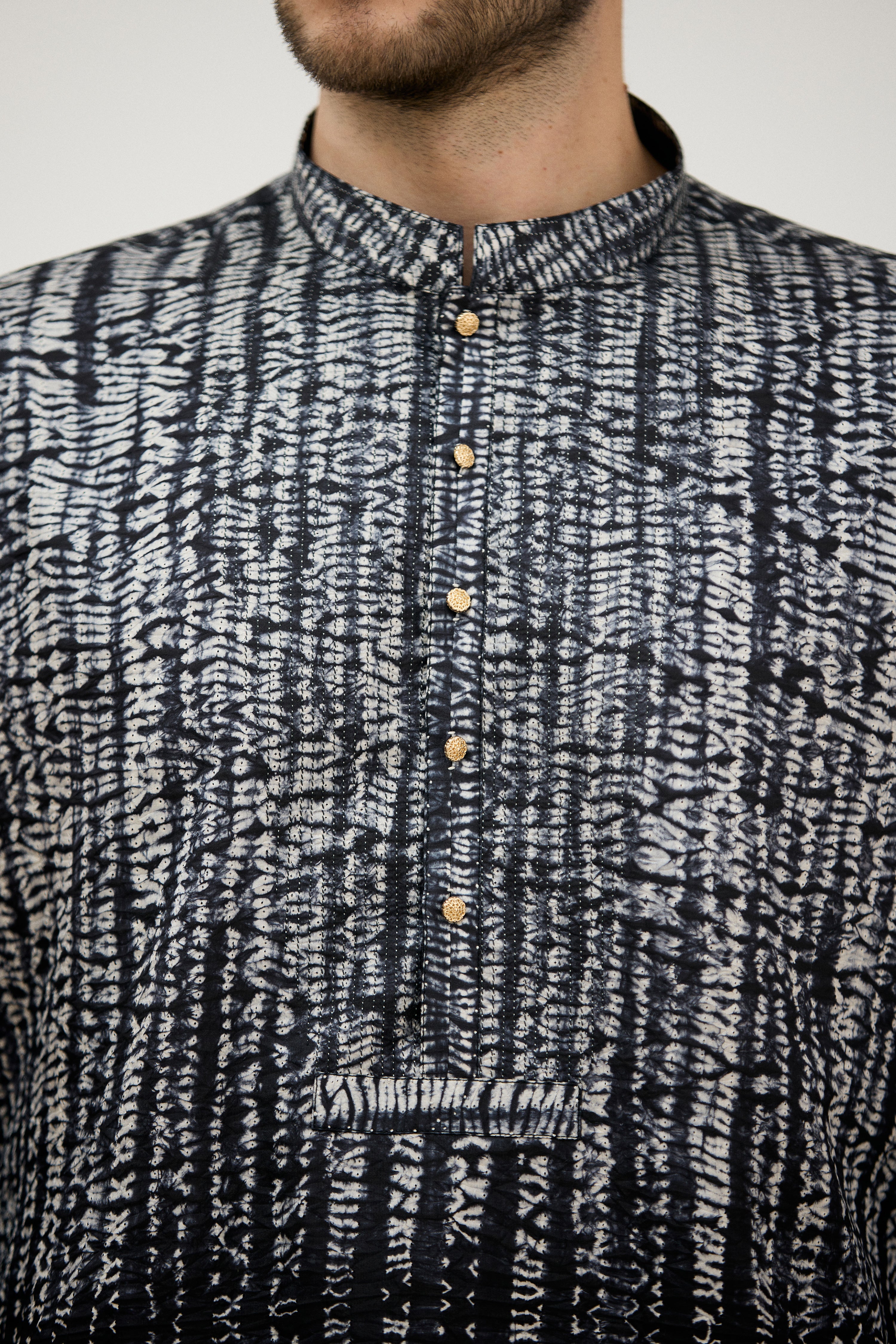 Nawabi Texture Print Classic Kurta Set