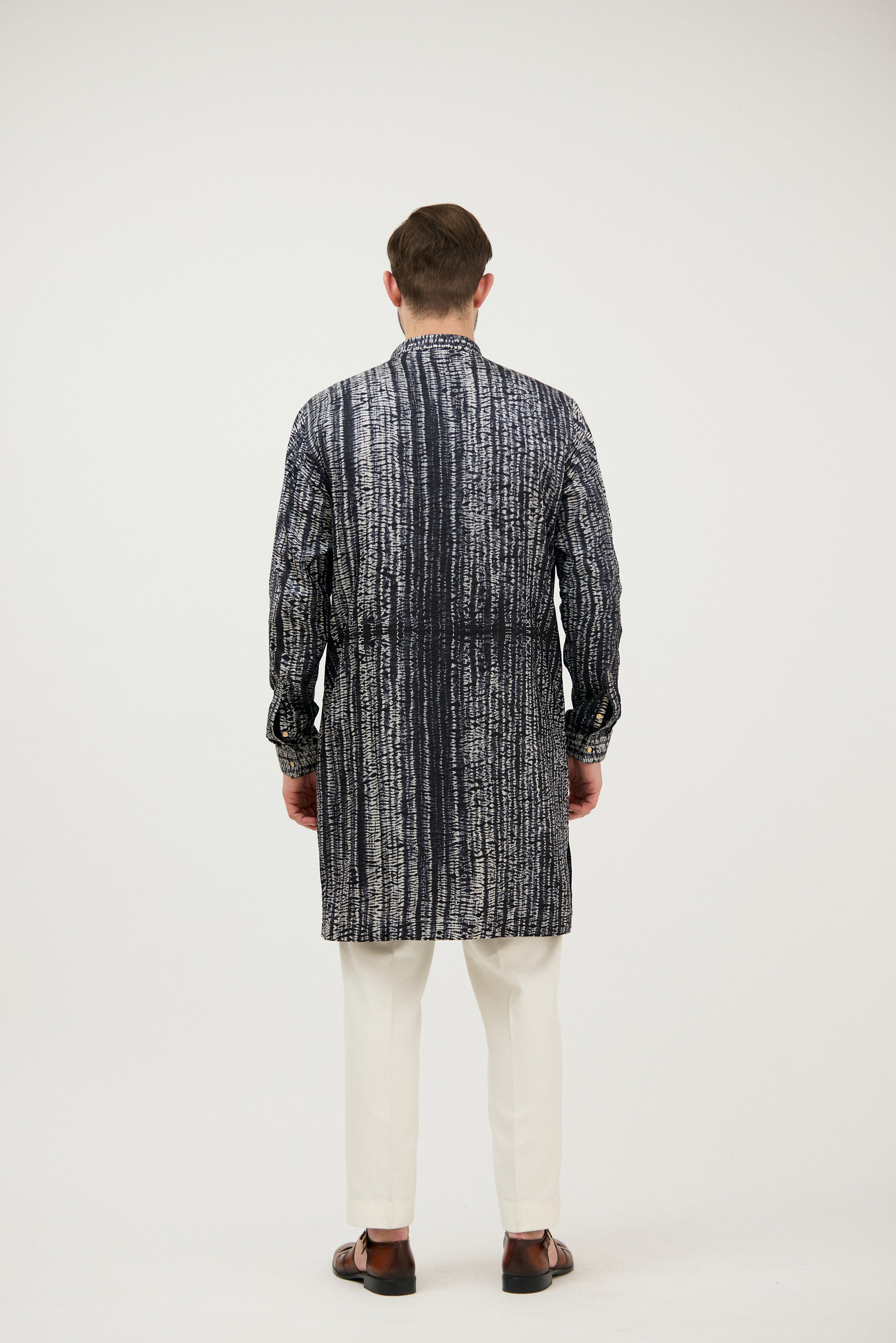Nawabi Texture Print Classic Kurta Set