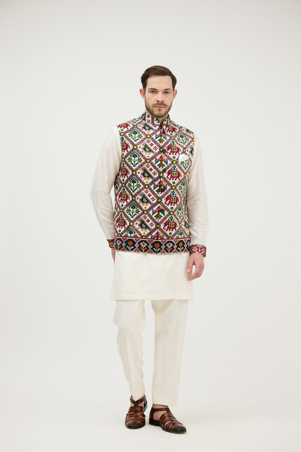 Rajwadi Patola Print Nehru Jacket