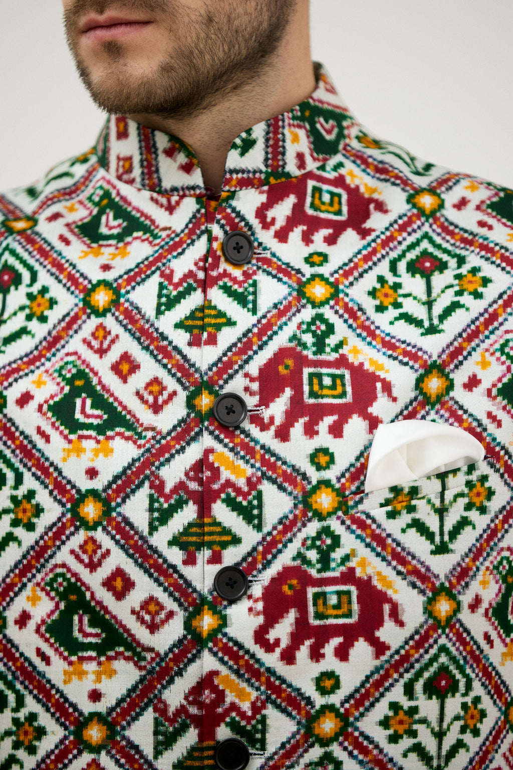 Rajwadi Patola Print Nehru Jacket