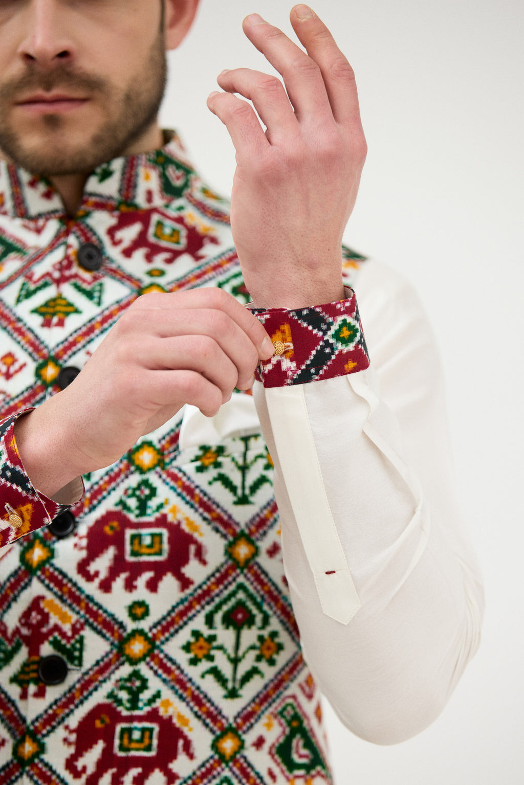 Rajwadi Patola Print Nehru Jacket