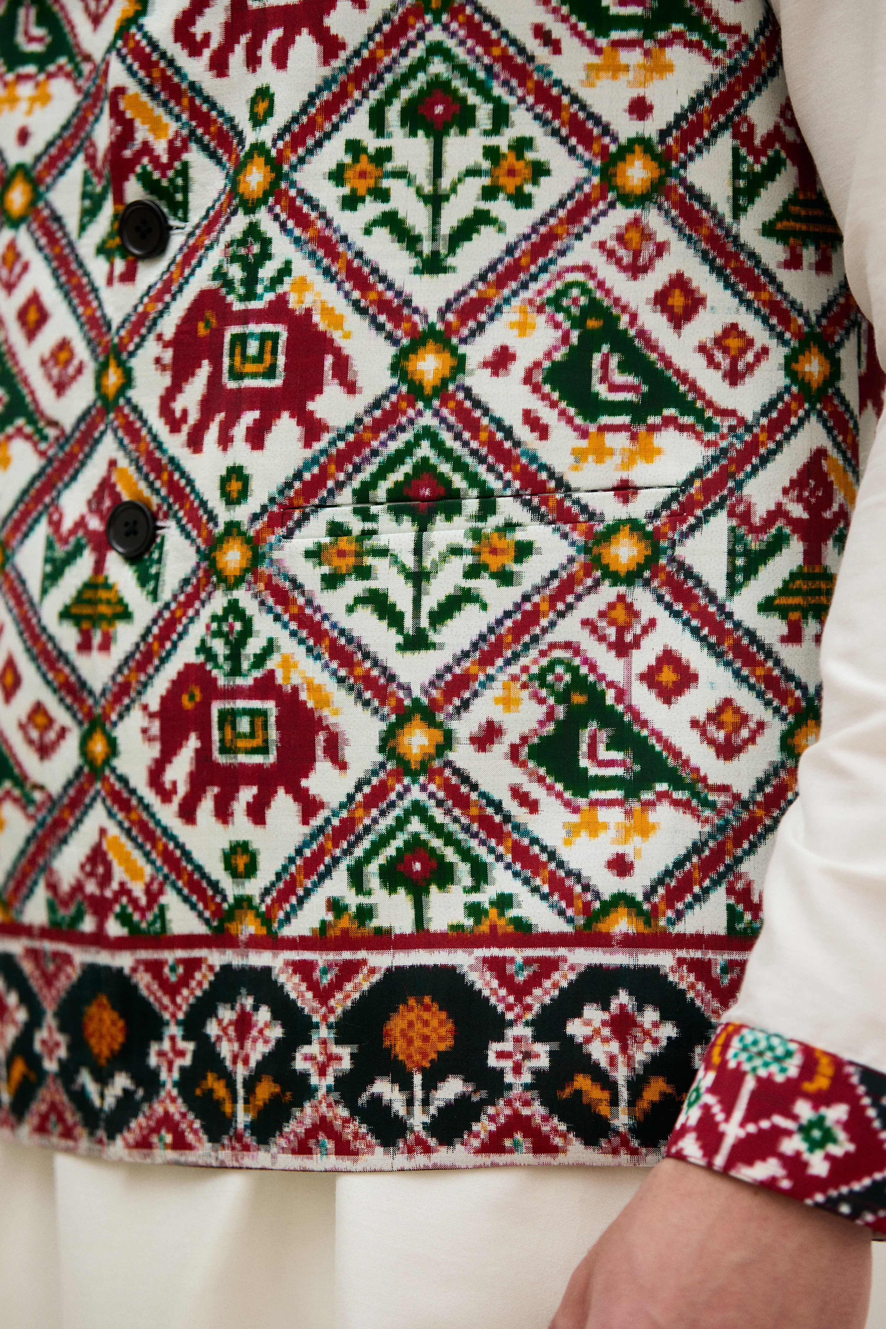 Rajwadi Patola Print Nehru Jacket