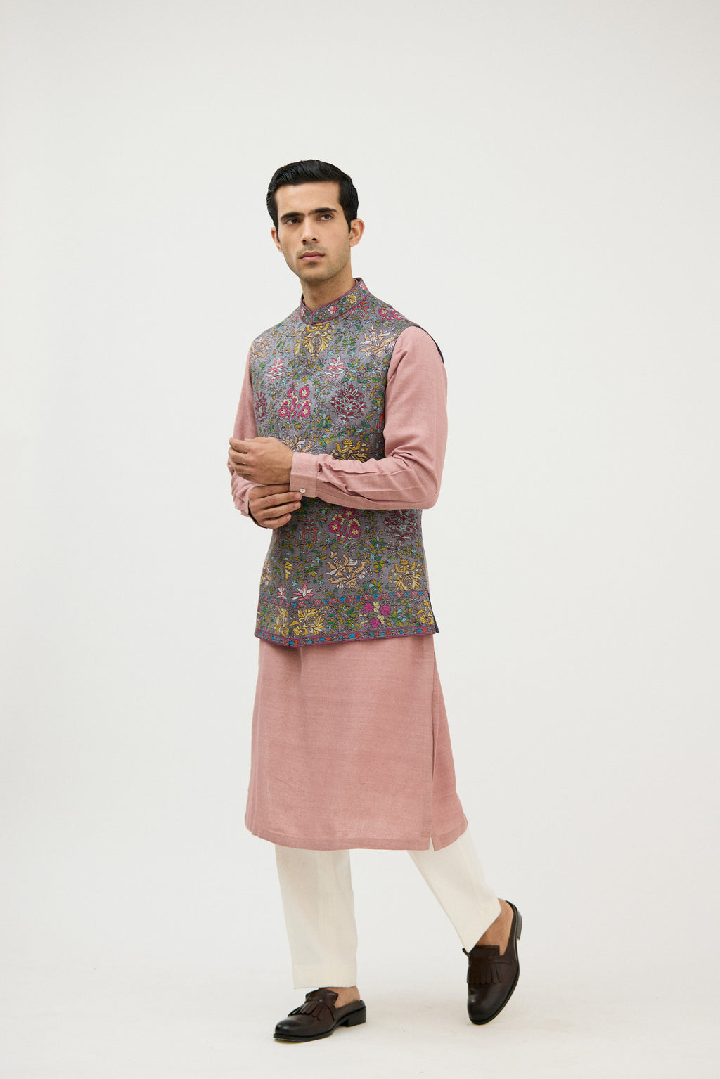 Darbar-e-Meenakari Resham Nehru Jacket