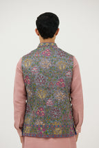 Darbar-e-Meenakari Resham Nehru Jacket