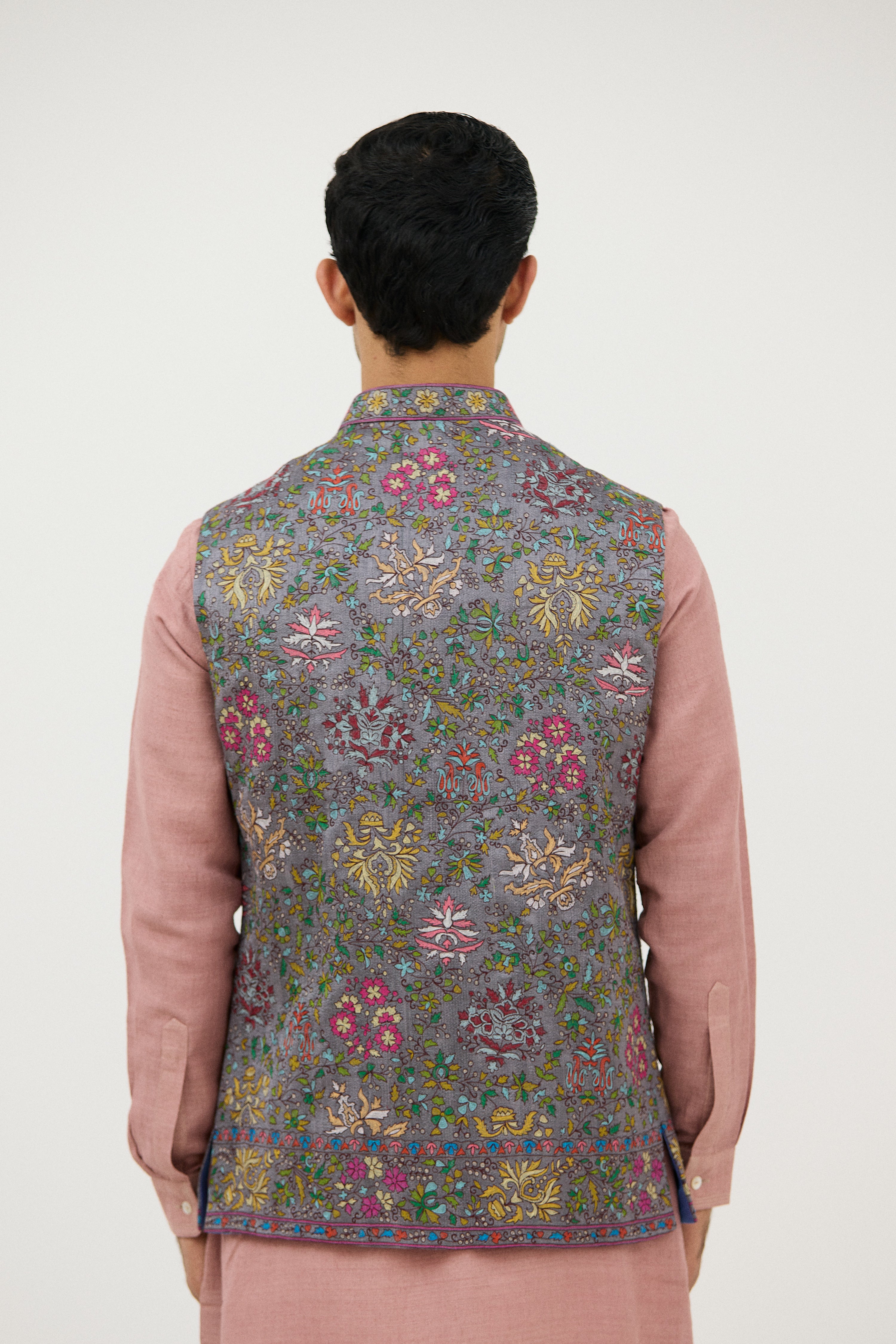 Darbar-e-Meenakari Resham Nehru Jacket