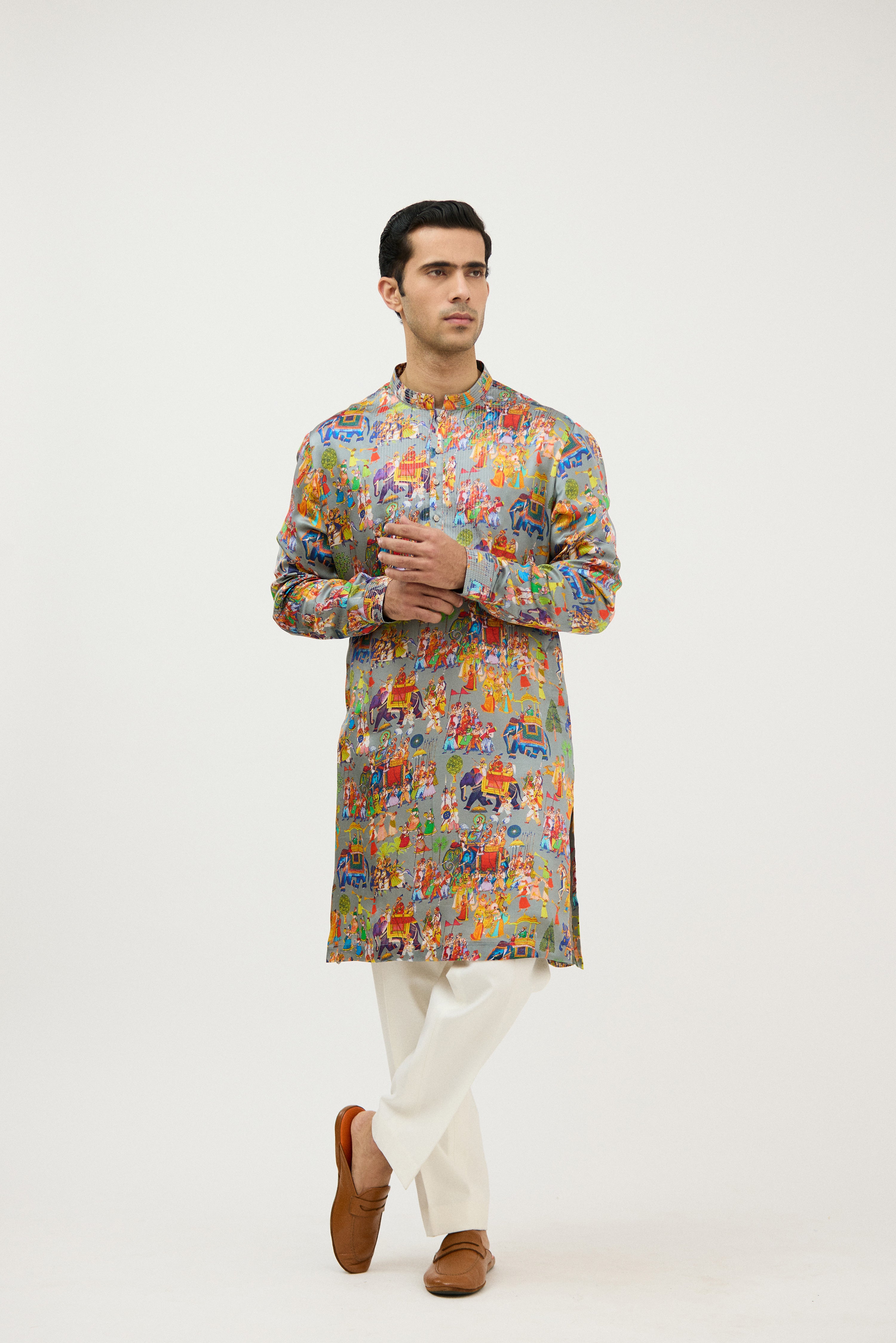 Riwaayat Print Dhagai Detail Kurta Set