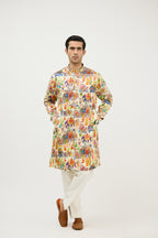 Rajwada Print Dhagai Highlight Kurta Set