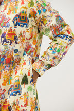 Rajwada Print Dhagai Highlight Kurta Set