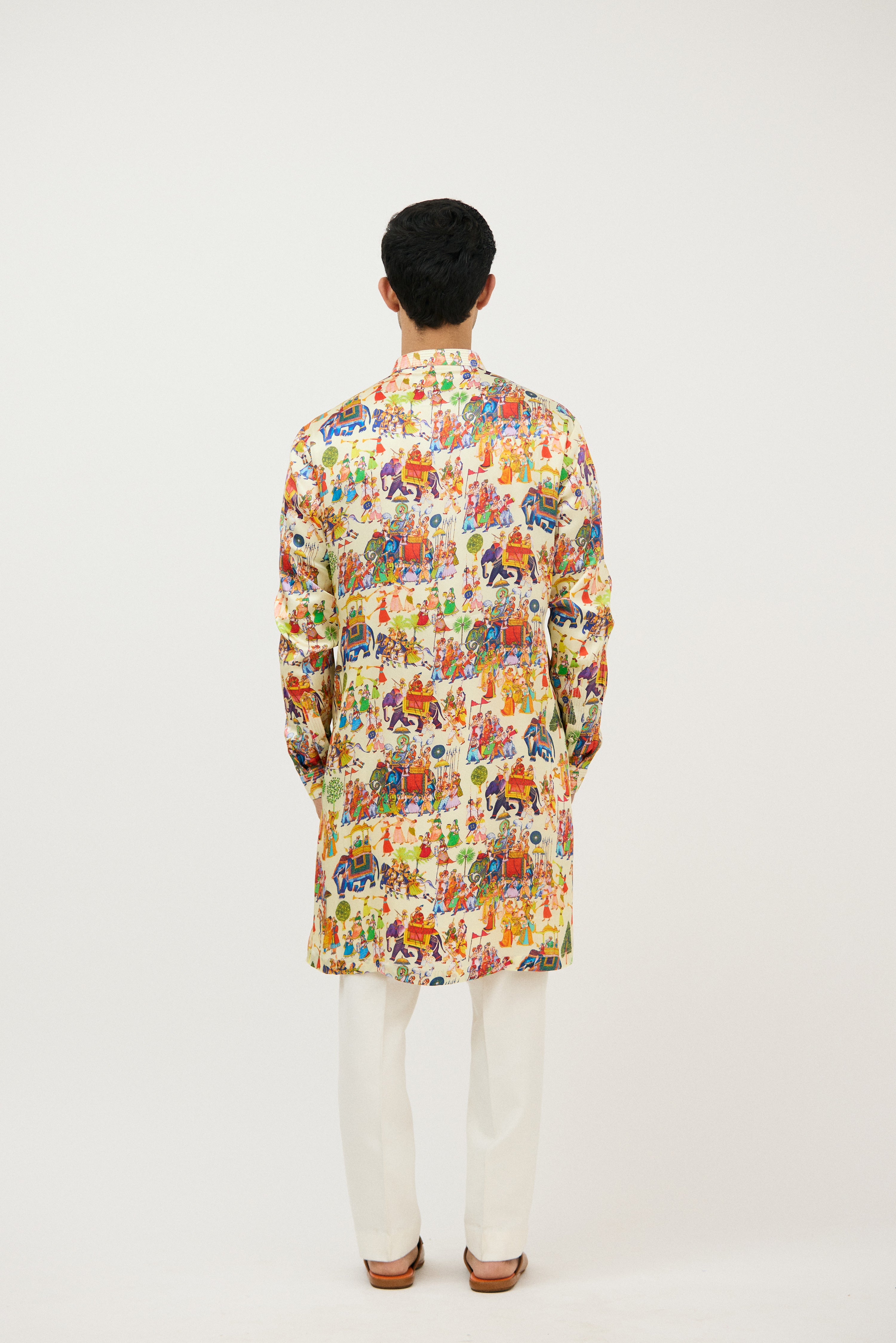 Rajwada Print Dhagai Highlight Kurta Set