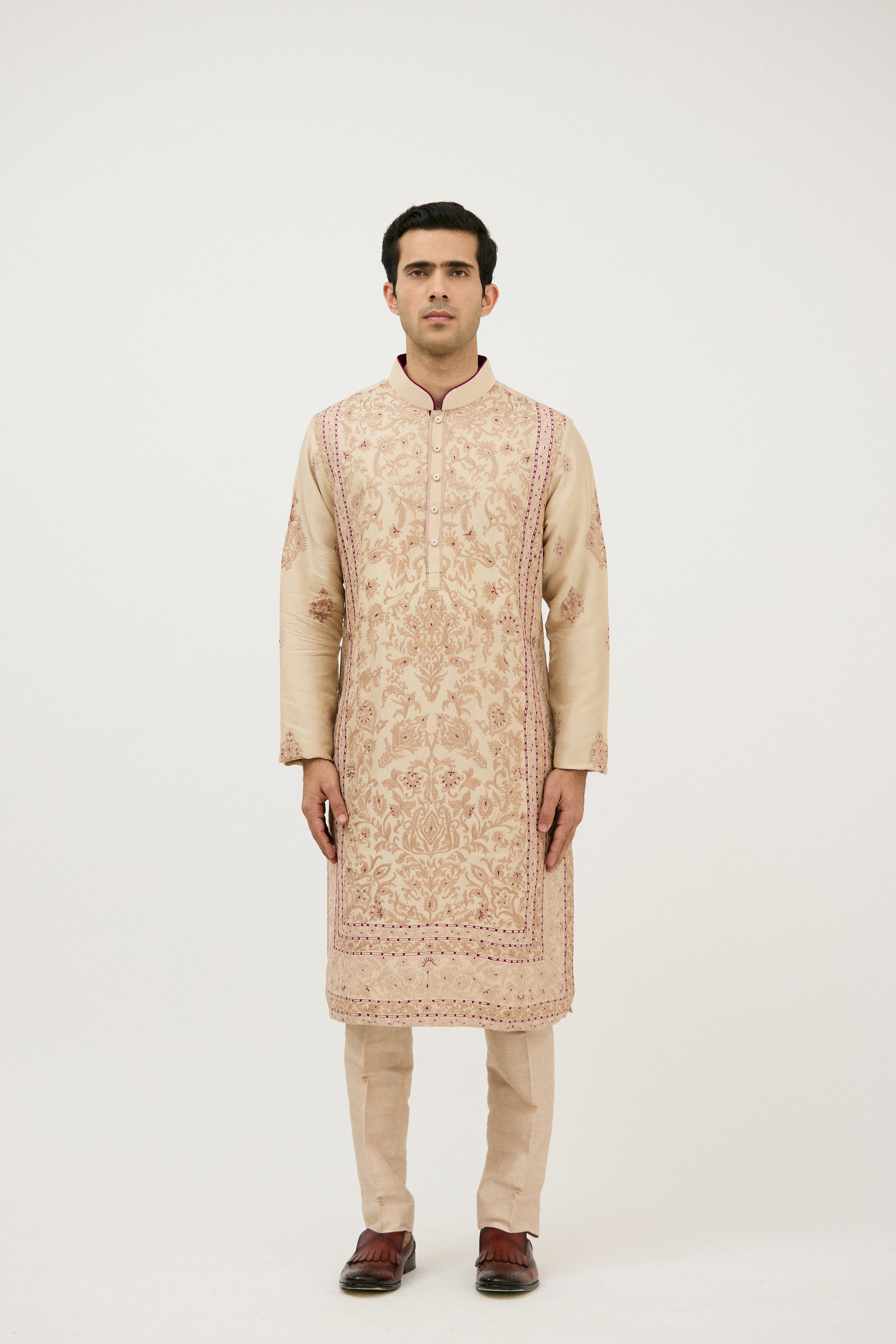 Resham Zari Embroidery Kurta Set