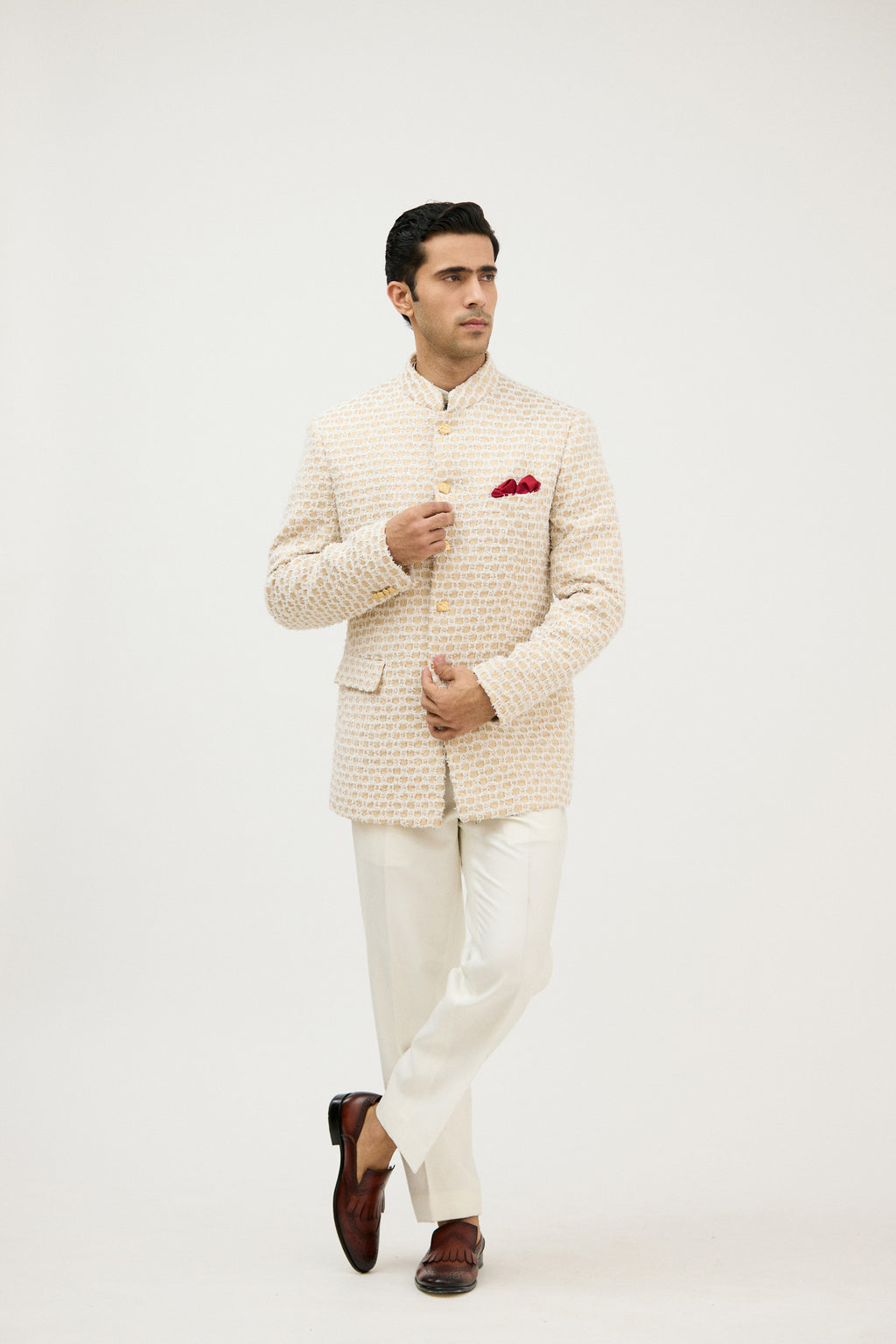 Shahi Square Lurex Silk Bandhgala
