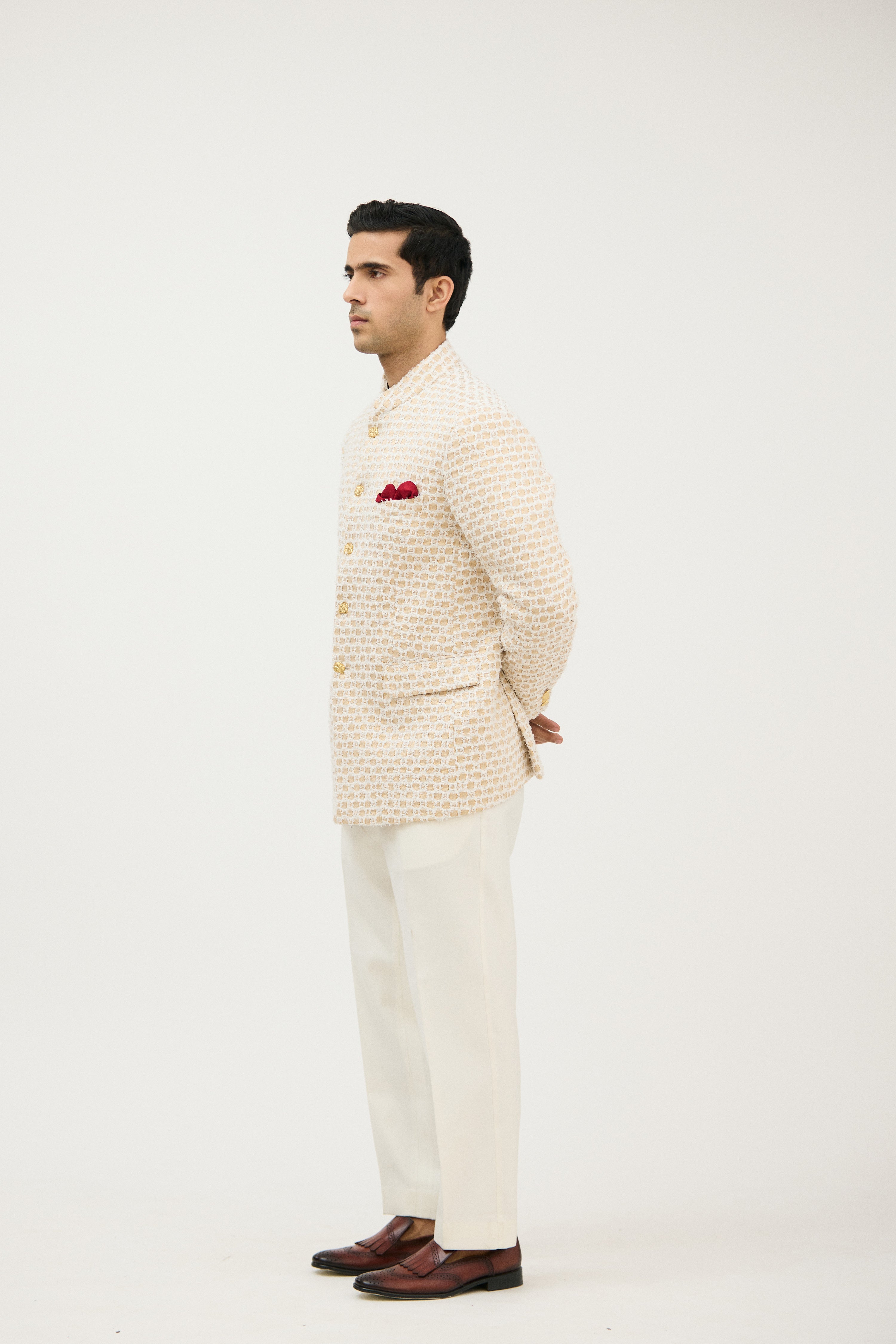 Shahi Square Lurex Silk Bandhgala