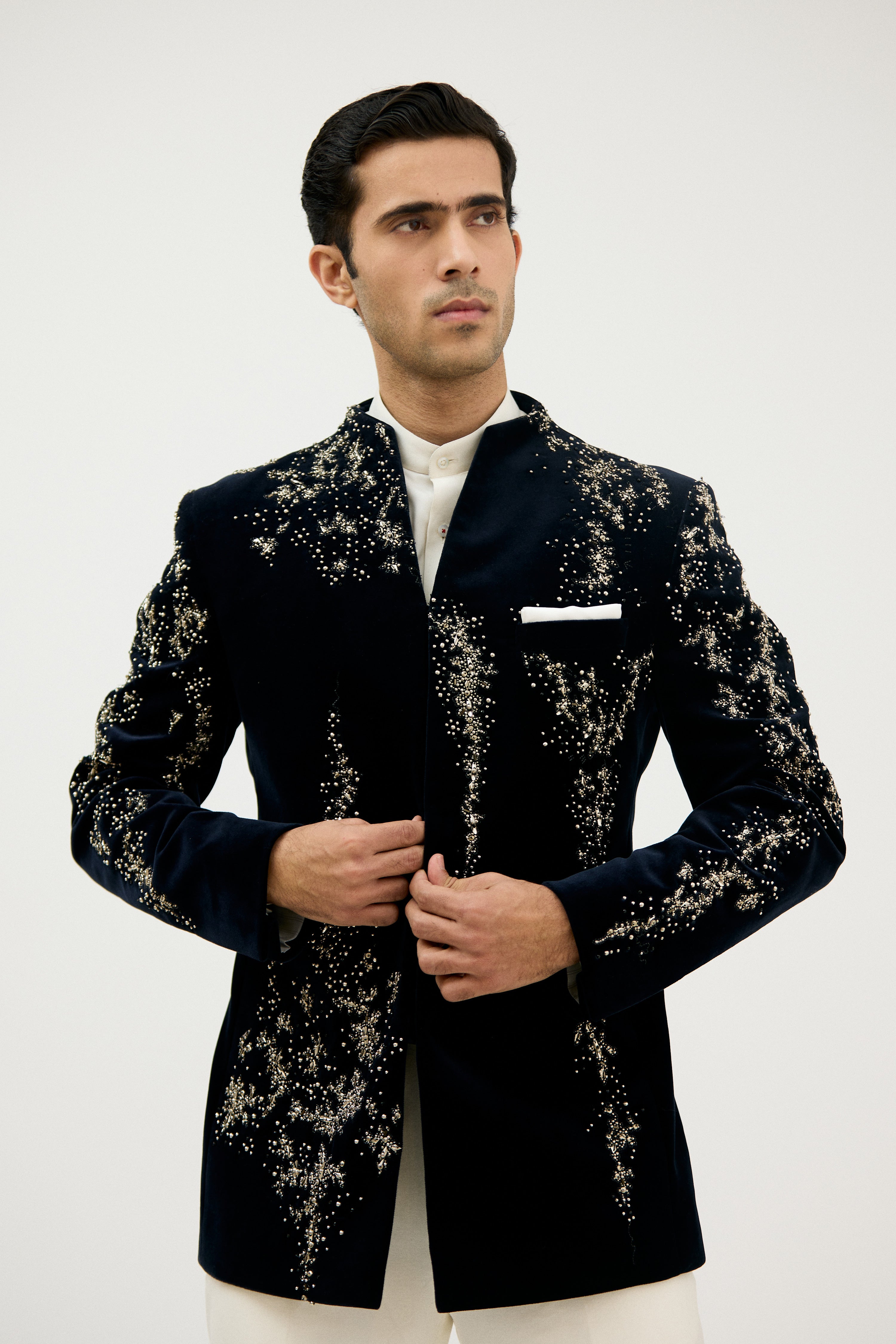 Sheeshmahal Beaded Velvet Bandhgala