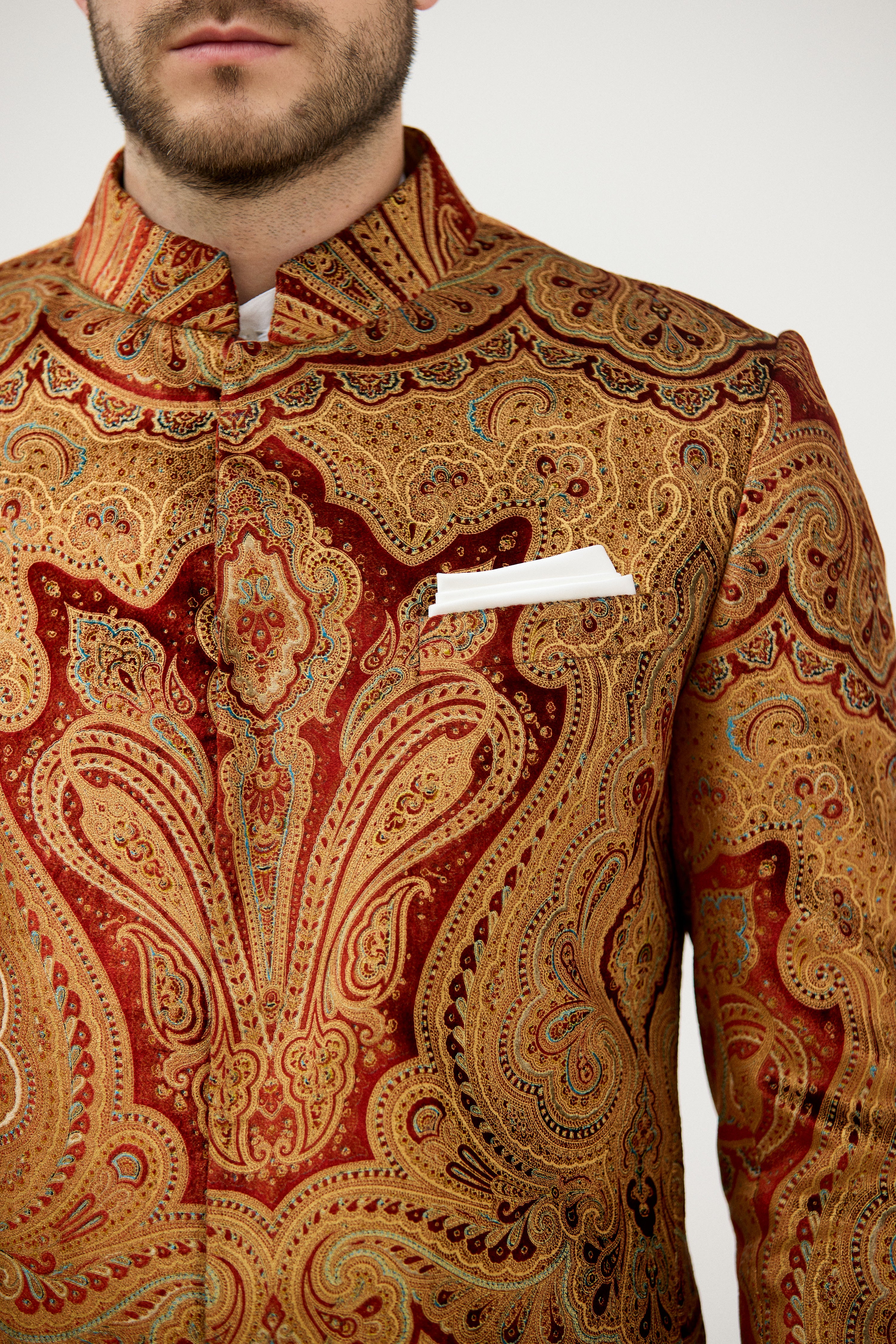 Nawab-e-Paisley Velvet Bandhgala