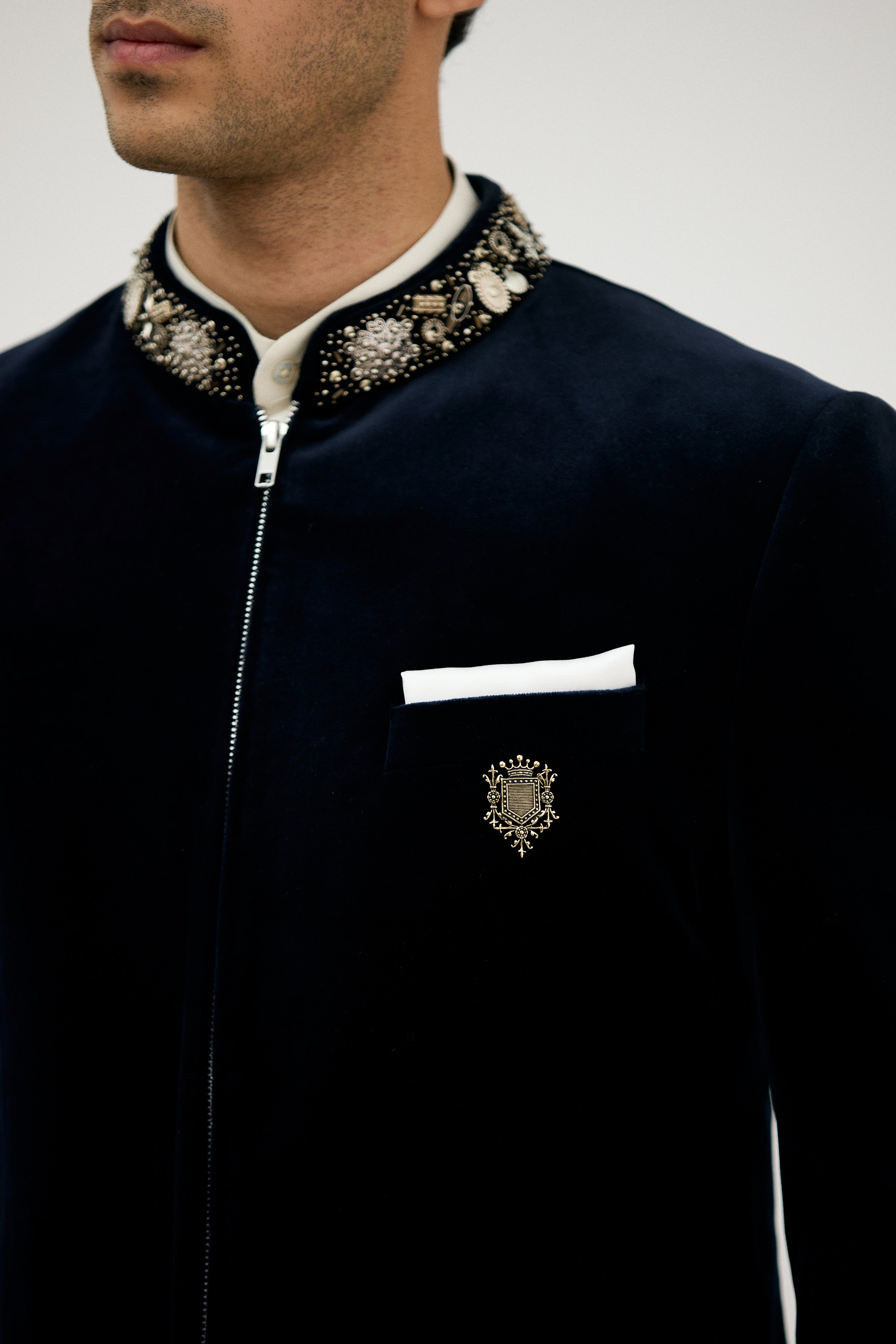 Noor-e-Velvet Zip-Closure Bandhgala