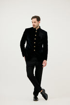 Regalia Velvet French Knot Beaded Bandhgala