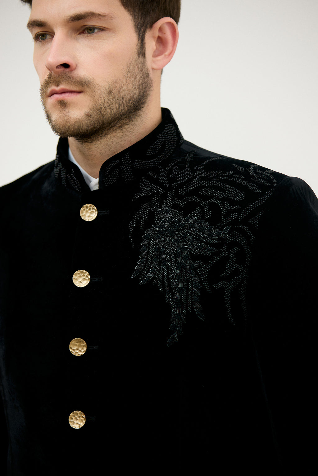 Regalia Velvet French Knot Beaded Bandhgala