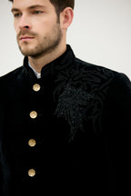 Regalia Velvet French Knot Beaded Bandhgala