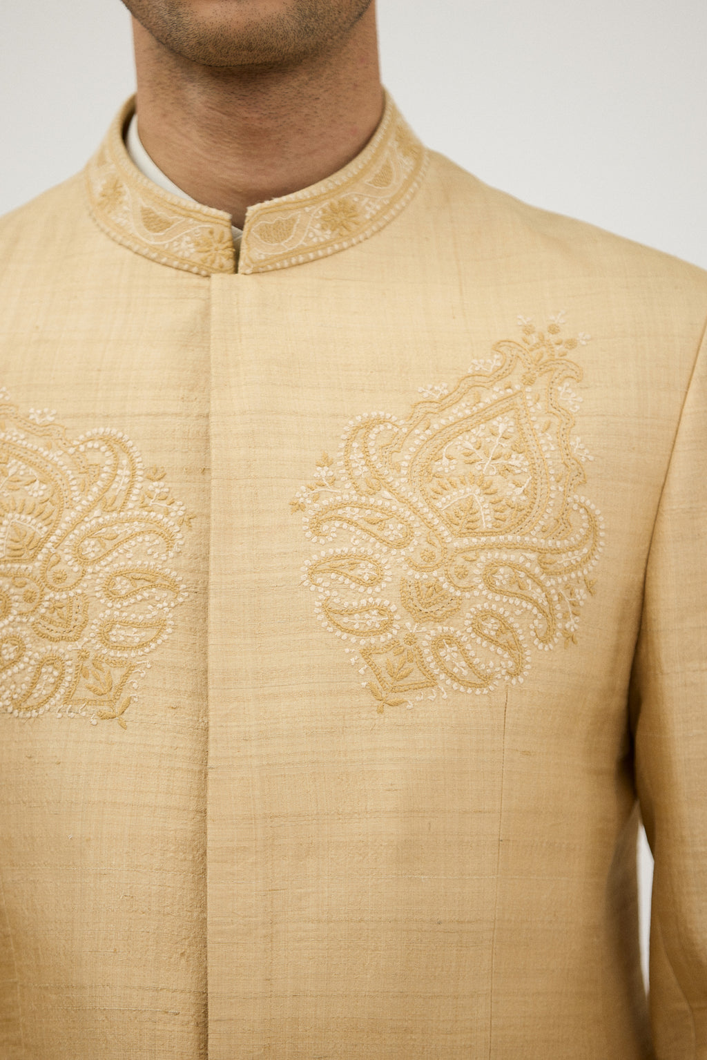 Kantha Resham Thread Embroidered Bandhgala