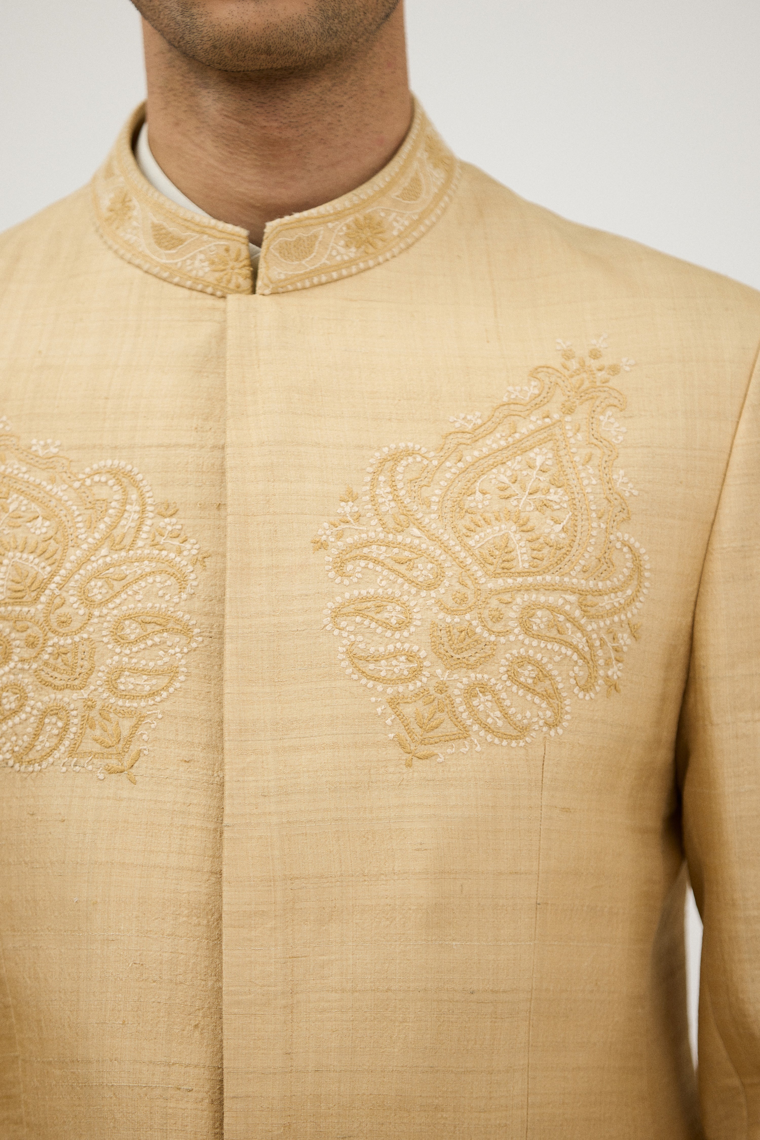 Kantha Resham Thread Embroidered Bandhgala