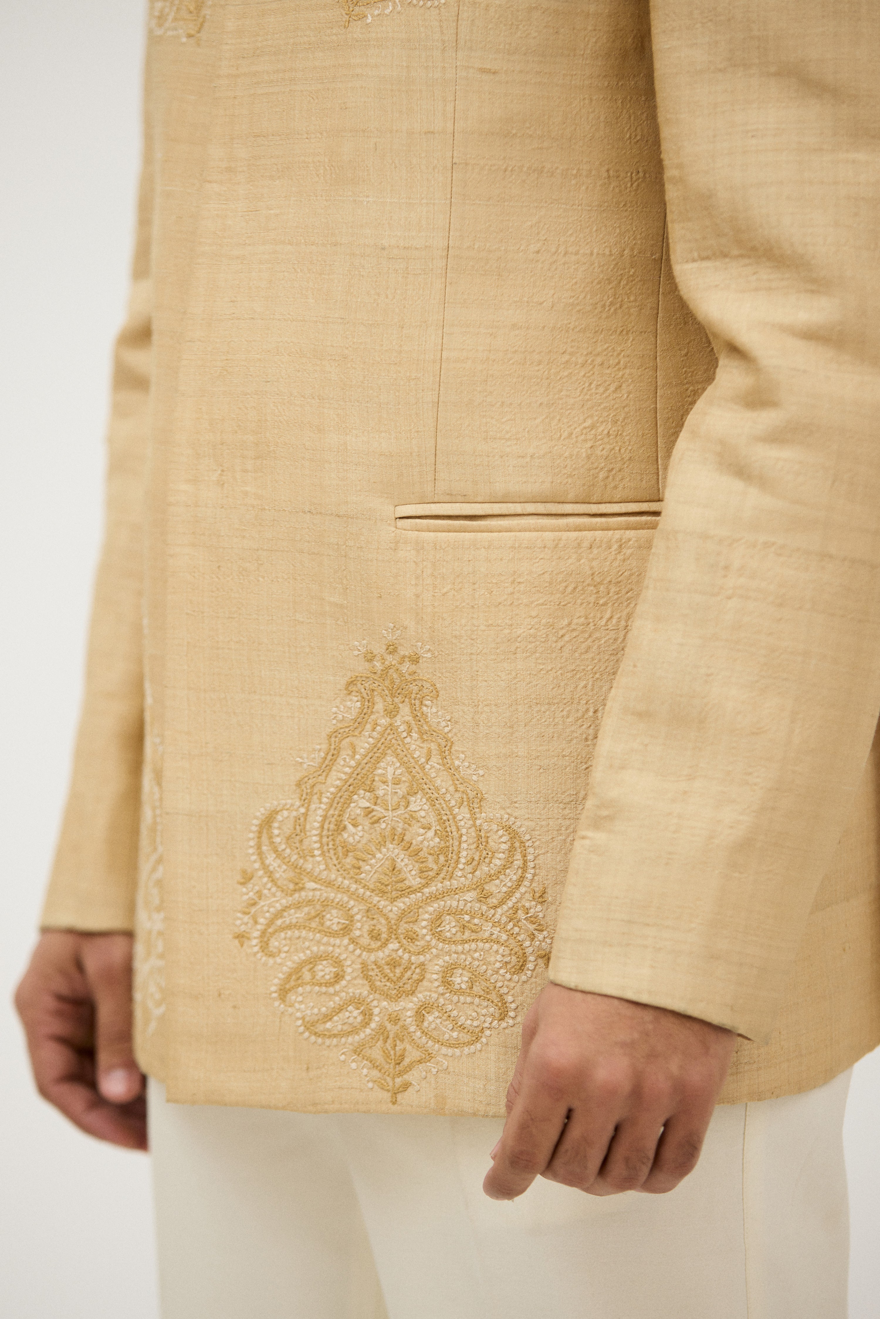 Kantha Resham Thread Embroidered Bandhgala