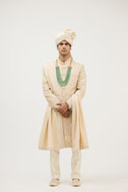 Classic Resham Beads Sherwani With Plain Kurta Set