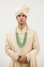 Classic Resham Beads Sherwani With Plain Kurta Set