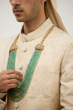 Classic Resham Beads Sherwani With Plain Kurta Set