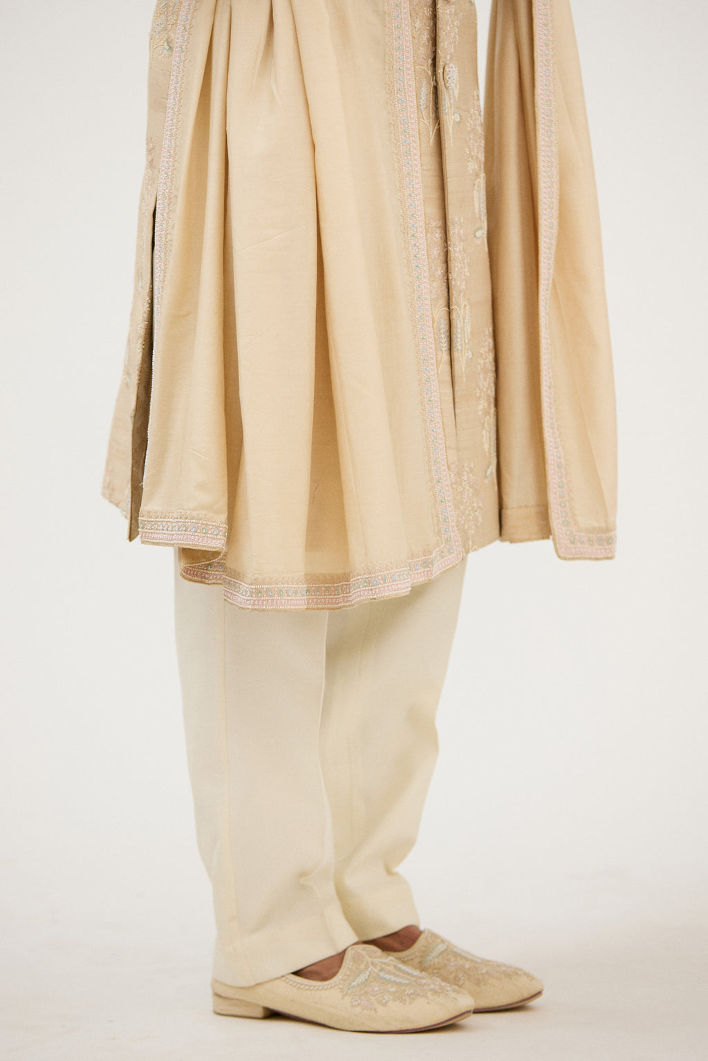 Classic Resham Beads Sherwani With Plain Kurta Set