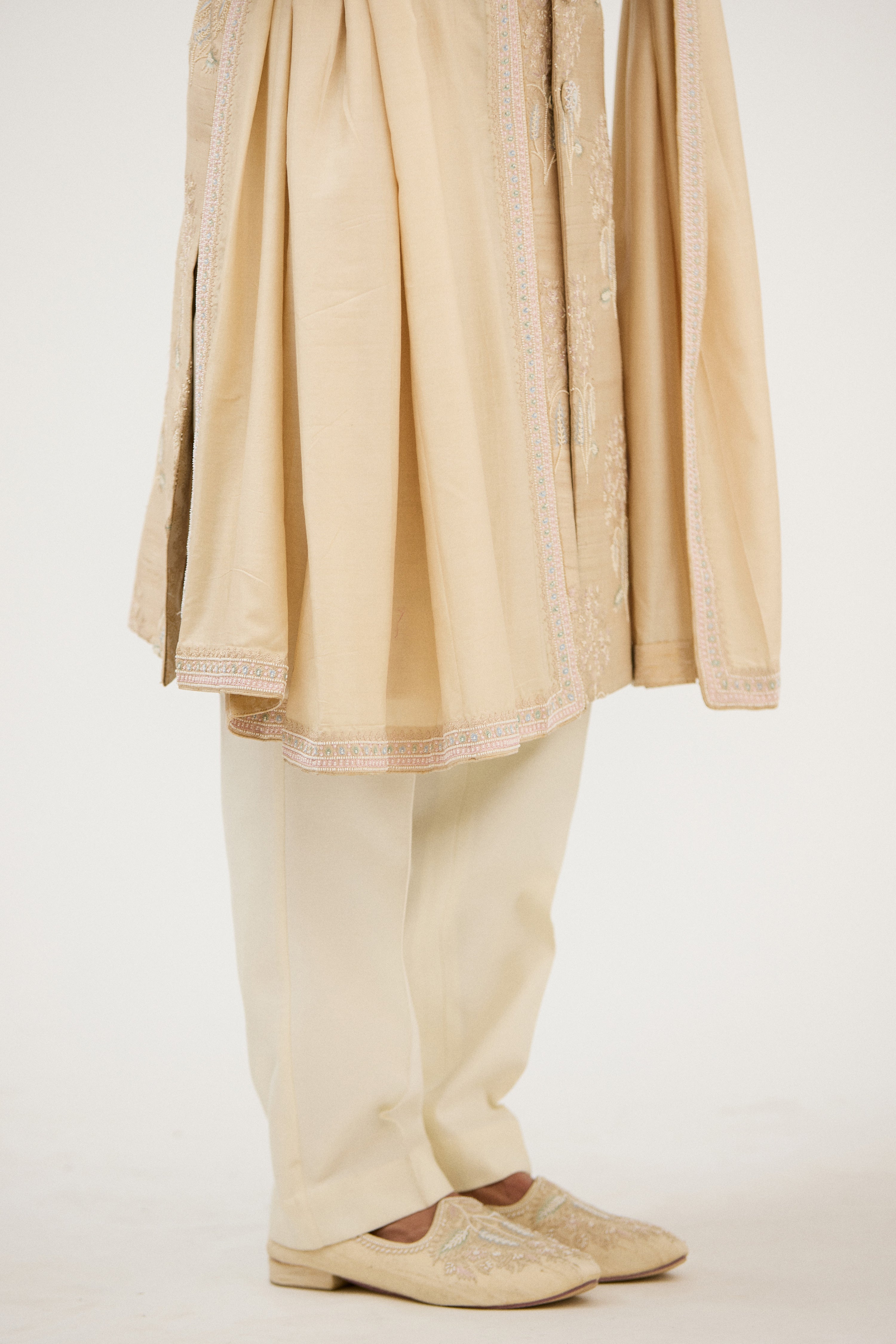 Classic Resham Beads Sherwani With Plain Kurta Set
