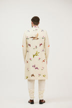 Multicolour Hand Resham Thread Embroidery Sherwani With Plain Kurta Set
