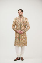 Dabka Zari Resham Work Sherwani With Plain Kurta Set