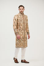 Dabka Zari Resham Work Sherwani With Plain Kurta Set