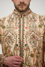 Dabka Zari Resham Work Sherwani With Plain Kurta Set
