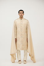 Signature Nawabi Resham Beads Sherwani With Plain Kurta Set