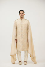 Signature Nawabi Resham Beads Sherwani With Plain Kurta Set