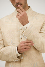 Signature Nawabi Resham Beads Sherwani With Plain Kurta Set