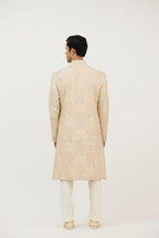 Signature Nawabi Resham Beads Sherwani With Plain Kurta Set