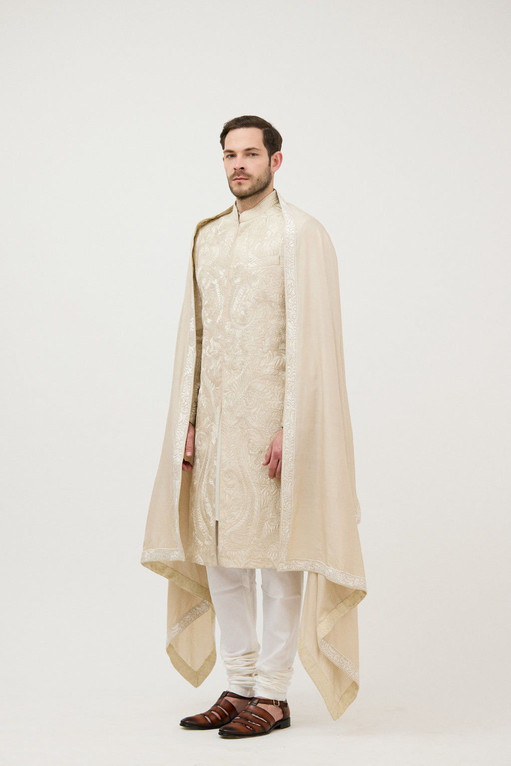 Royal Atelier All-Over Resham Bridal Sherwani With Kurta Set