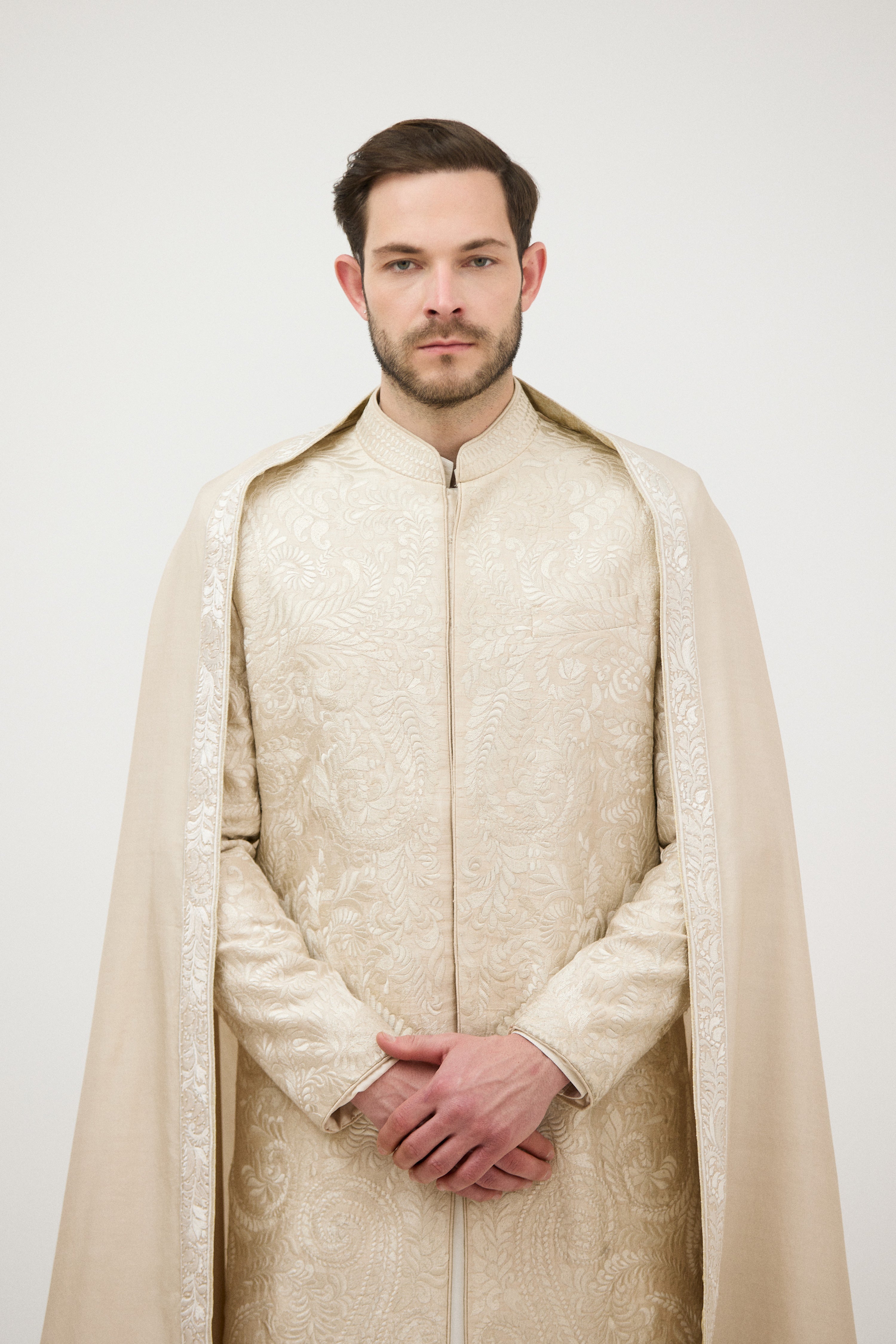 Royal Atelier All-Over Resham Bridal Sherwani With Kurta Set