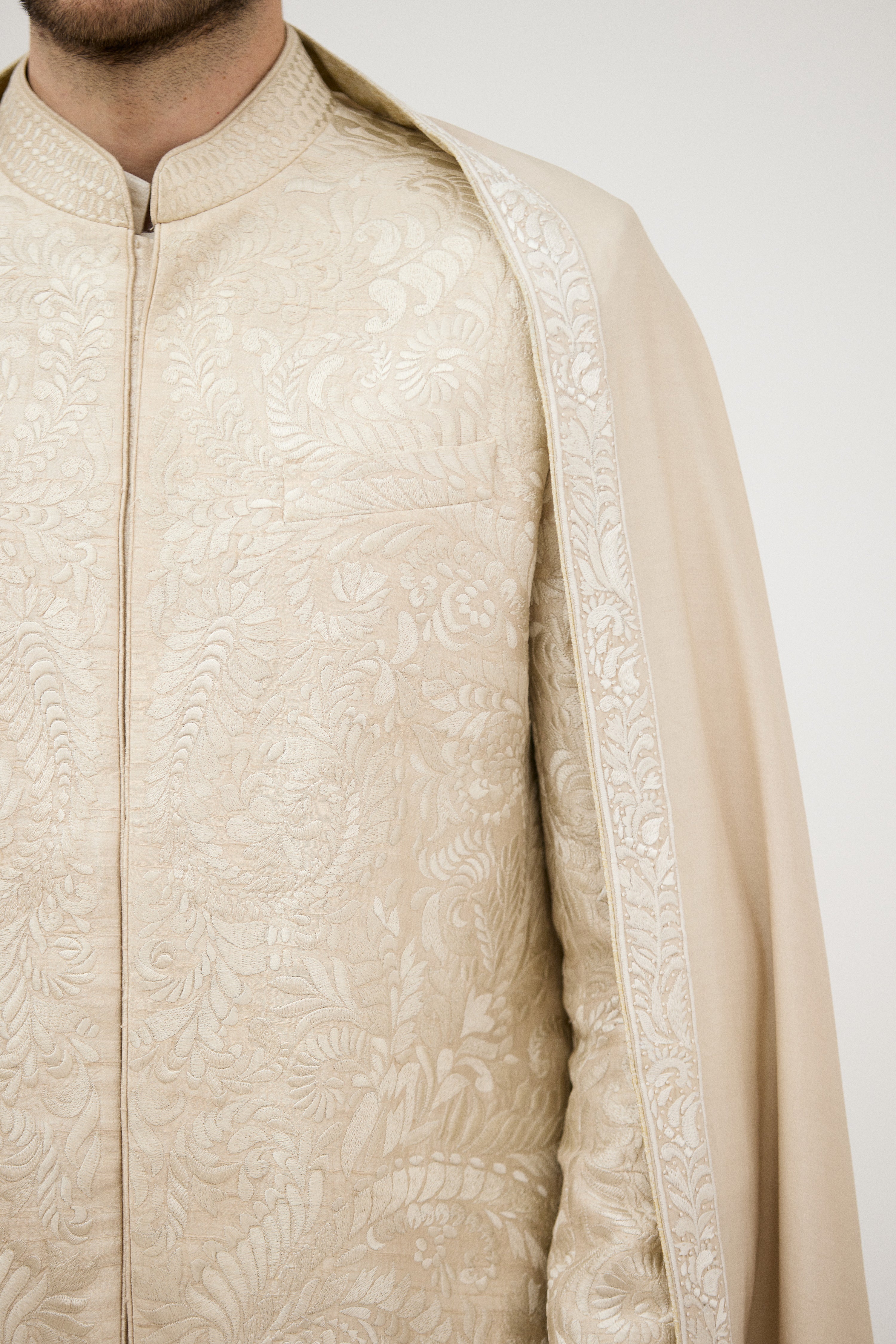Royal Atelier All-Over Resham Bridal Sherwani With Kurta Set