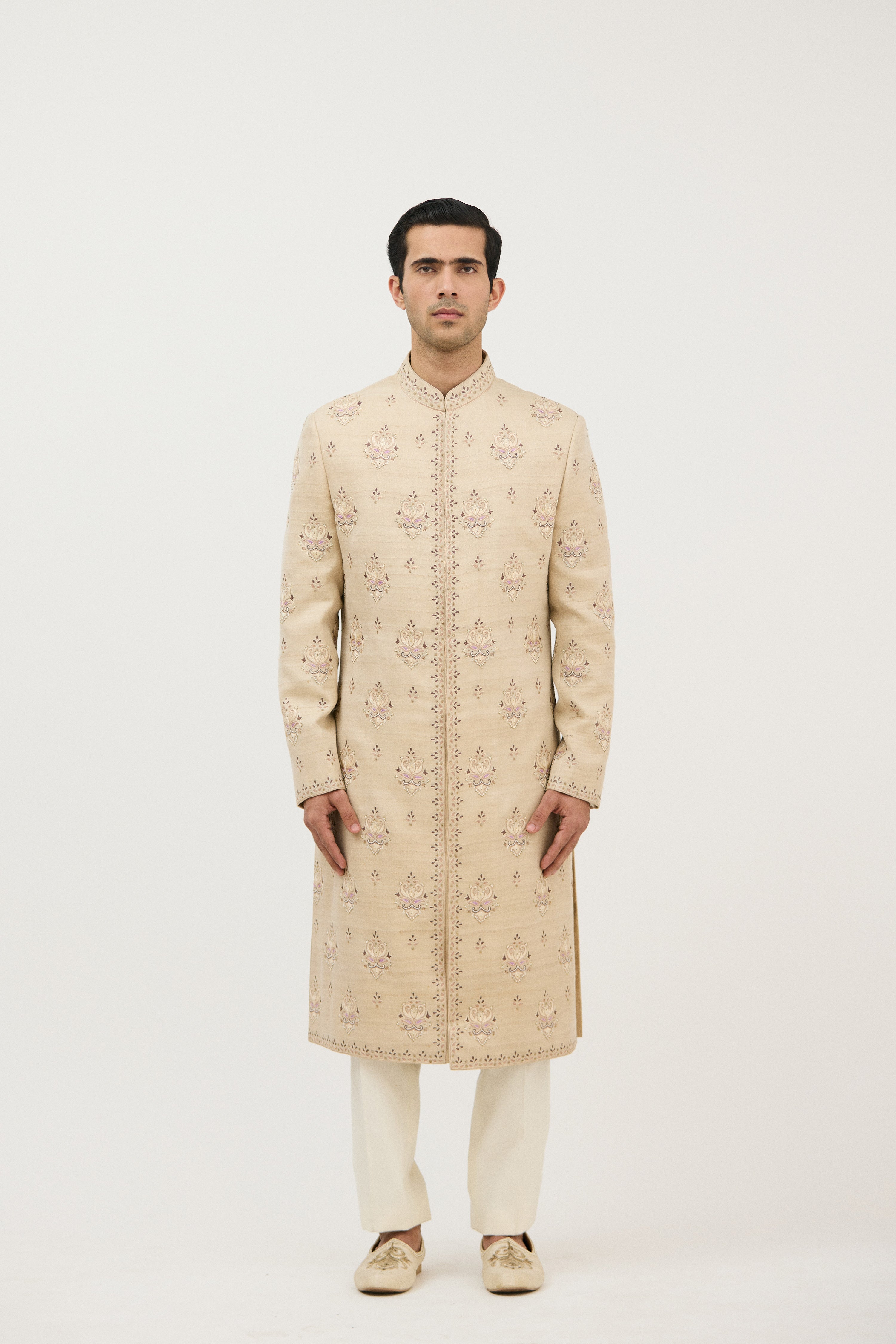 Grand Royale Hand Resham Sherwani With Kurta Set