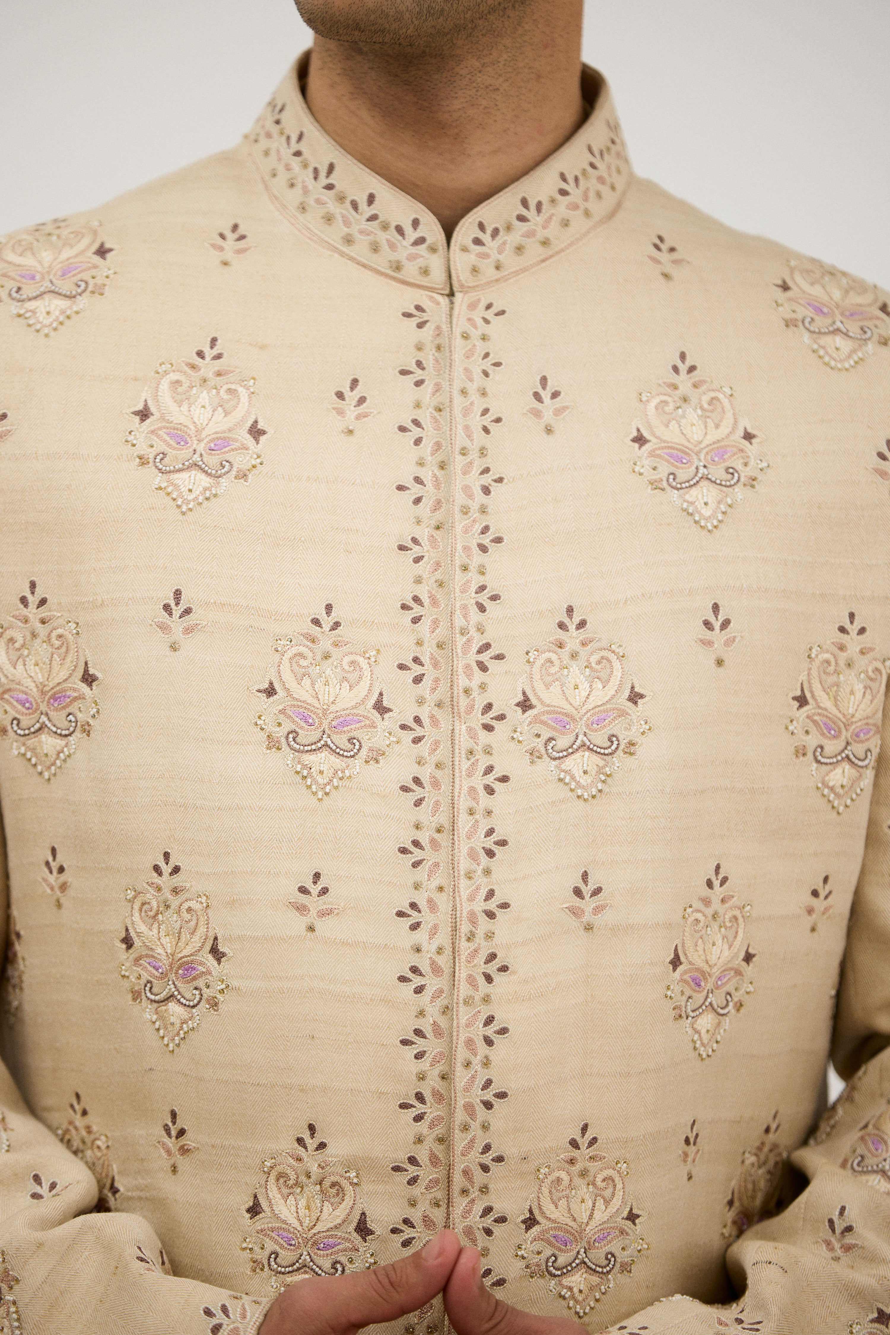 Grand Royale Hand Resham Sherwani With Kurta Set