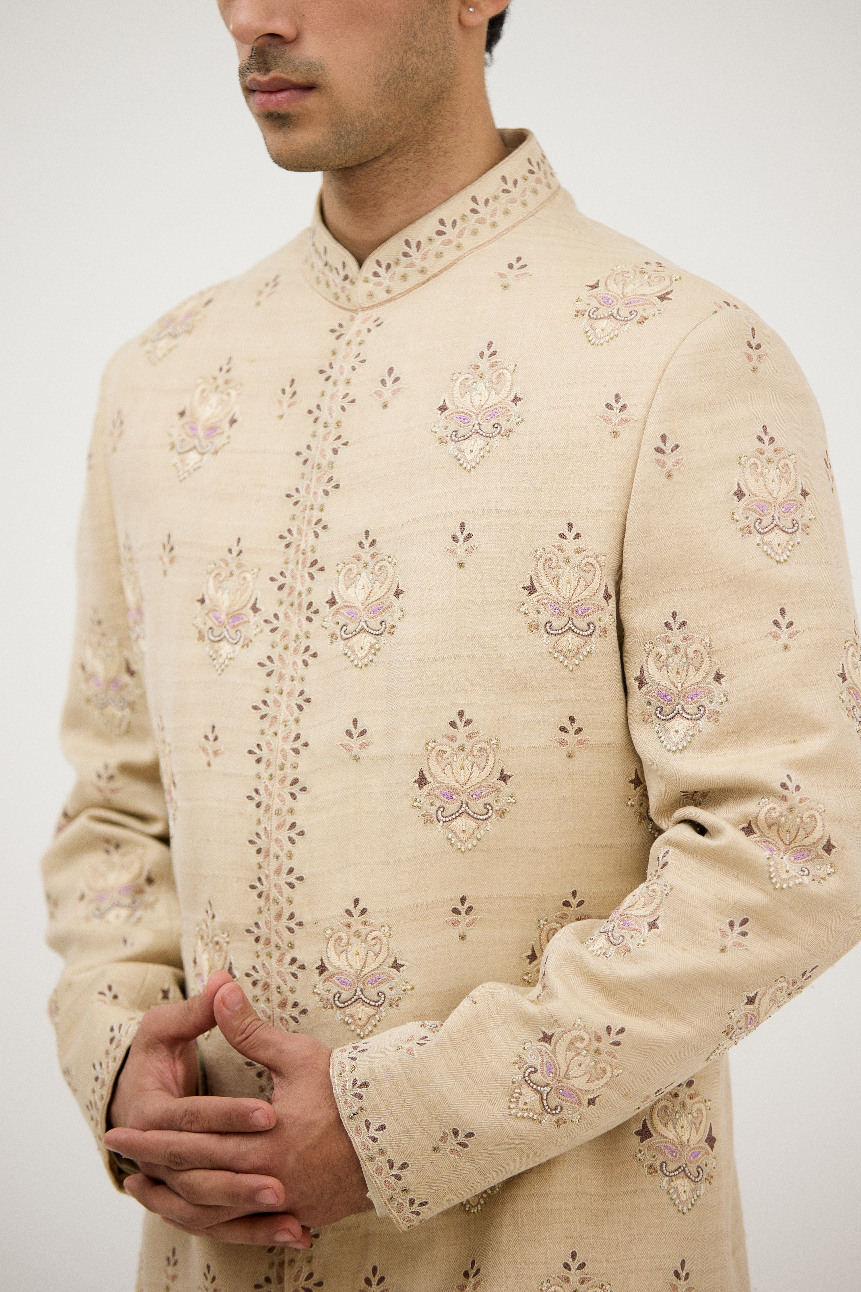 Grand Royale Hand Resham Sherwani With Kurta Set
