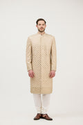 Sunehri Sheesh Mahal Resham Embroidered Sherwani With Kurta Set