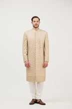 Sunehri Sheesh Mahal Resham Embroidered Sherwani With Kurta Set