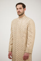 Sunehri Sheesh Mahal Resham Embroidered Sherwani With Kurta Set