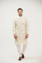 Shehzaada Multicolou Resham Sherwani With Kurta Set
